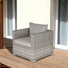 Outdoor Single Wicker Furniture Sofa Chair Inc Padded Cushion for Garden Balcony
