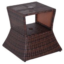 Rattan Coffee Table with Umbrella Hole 54Lx54Wx55H cm Brown