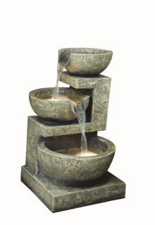 Small Granite 3 Bowl Modern Water Feature