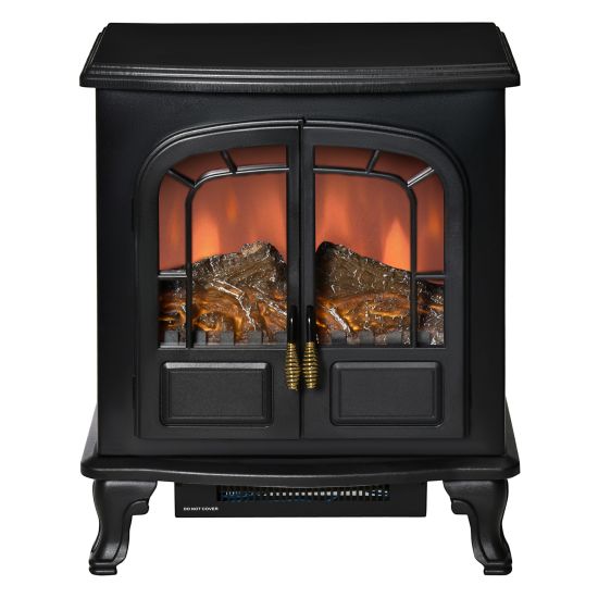 Freestanding Electric Fireplace Stove Heater with LED Fire Flame Effect  Black