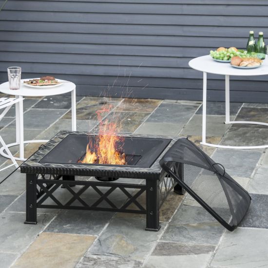 Grill Shelf Mesh Cover Grate 76cm, Square Table Top Fire Pit Cover