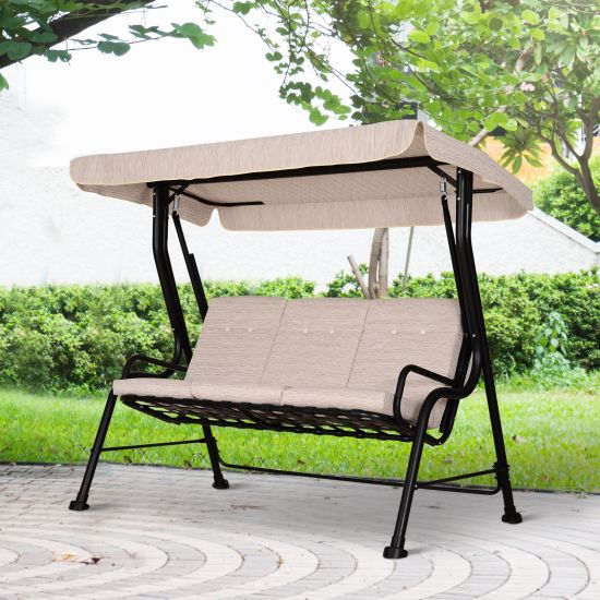 3 Seater Outdoor Garden Swing Chair, 3 Seater Garden Swing With Shade