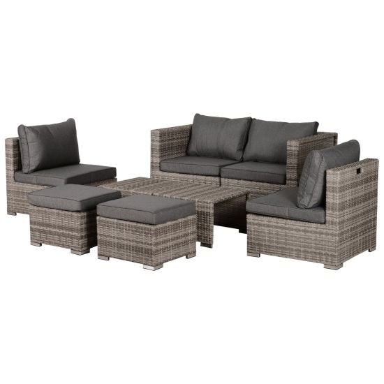 Outdoorlivinguk 6 Seater Sofa Coffee, Grey Outdoor Furniture Set